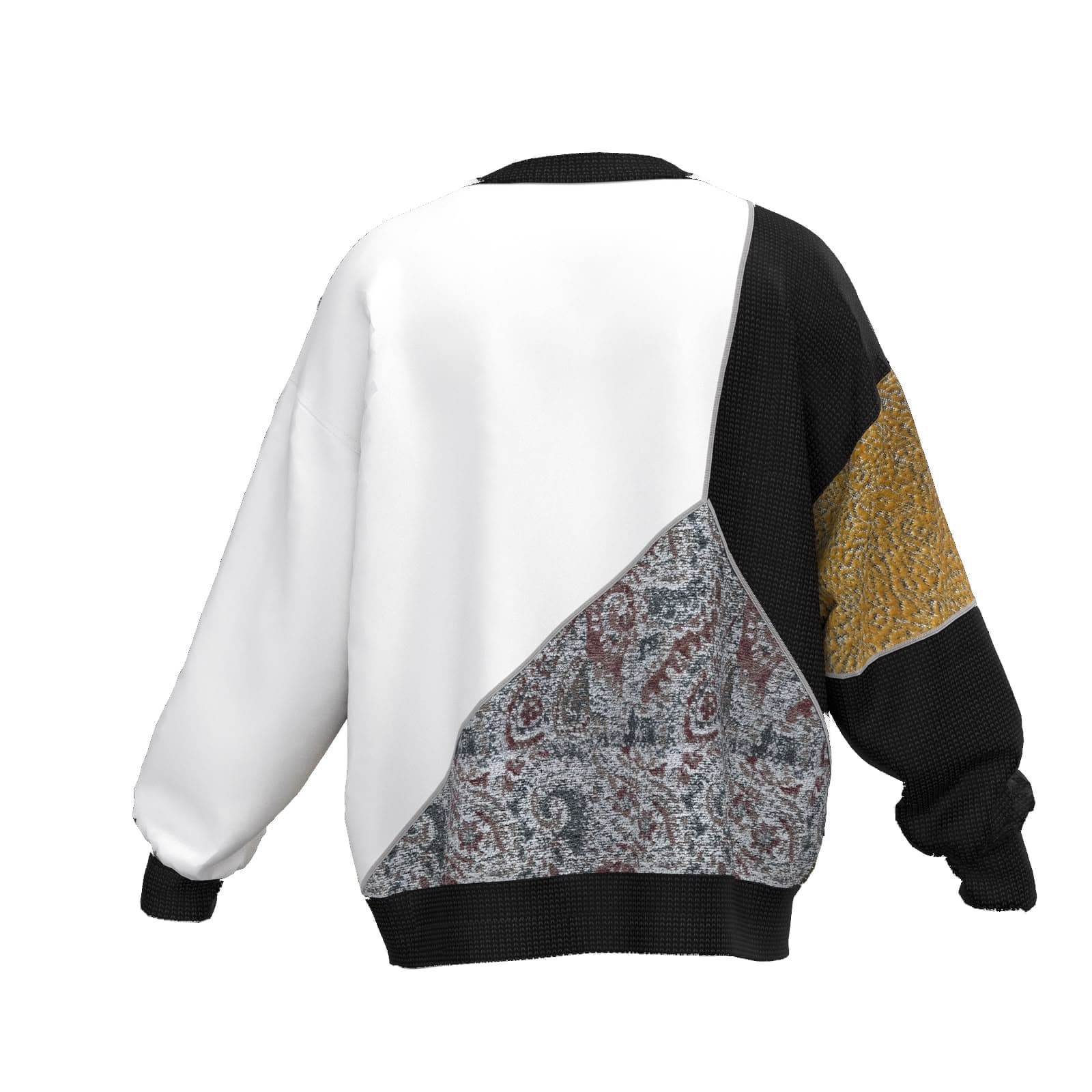 Patchwork Sweatshirt, arkadan görünüm (3D render)